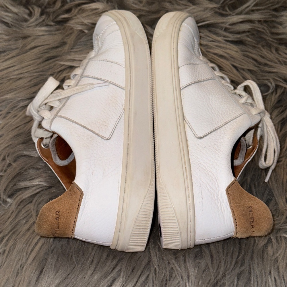 Peter Millar Crown Vantage Pebble Grain Leather Distressed Sneaker Size 8 - Picture 4 of 11